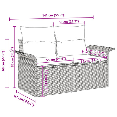 10 Piece Garden Sofa Set with Cushions Black Poly Rattan