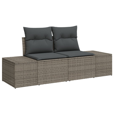 9 Piece Garden Sofa Set with Cushions Black Poly Rattan