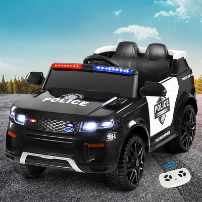 Electric Ride On Car Rigo Kids Patrol Police Ride On Cars Horn Music Remote Black