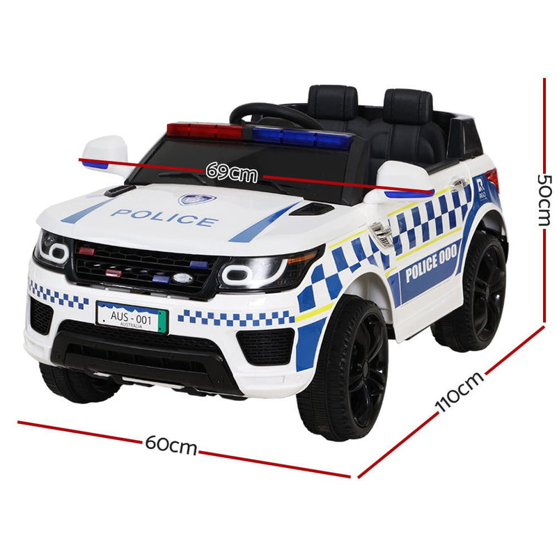 Rigo Kids Ride On Car Inspired Patrol Police Electric Powered Toy Cars White