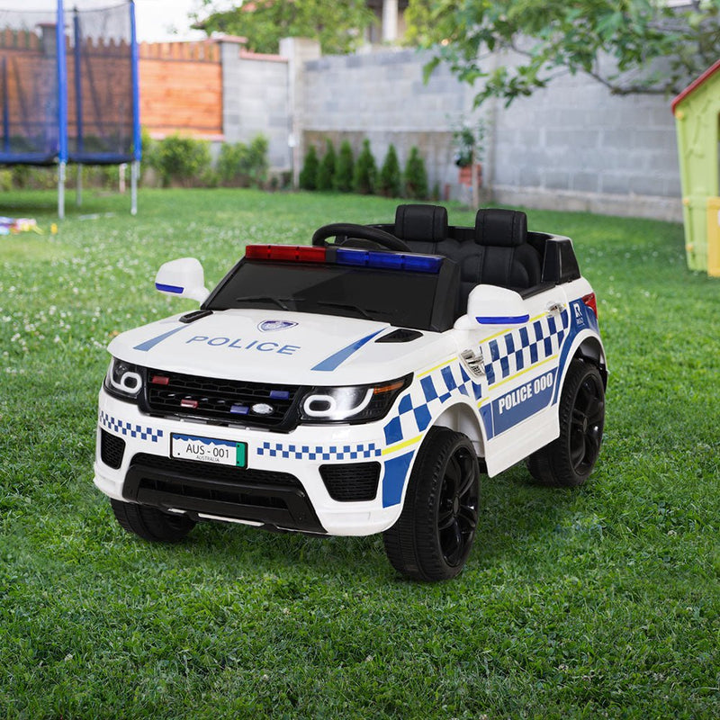 Rigo Kids Ride On Car Inspired Patrol Police Electric Powered Toy Cars White