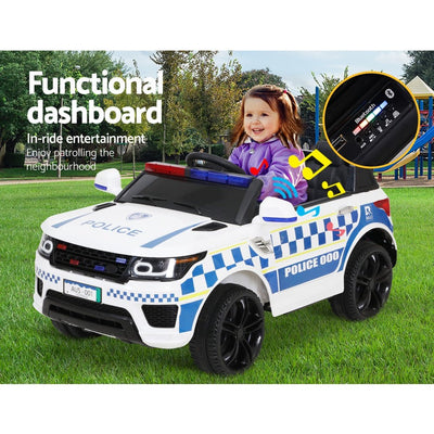 Rigo Kids Ride On Car Inspired Patrol Police Electric Powered Toy Cars White