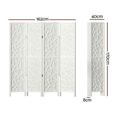 Artiss 4 Panel Room Divider Screen 162x170cm Clover White