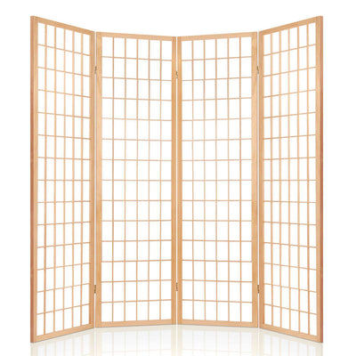 Artiss 4 Panel Room Divider Screen 174x179cm Natural