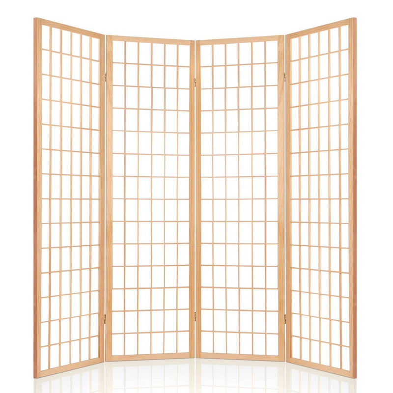Artiss 4 Panel Room Divider Screen 174x179cm Natural