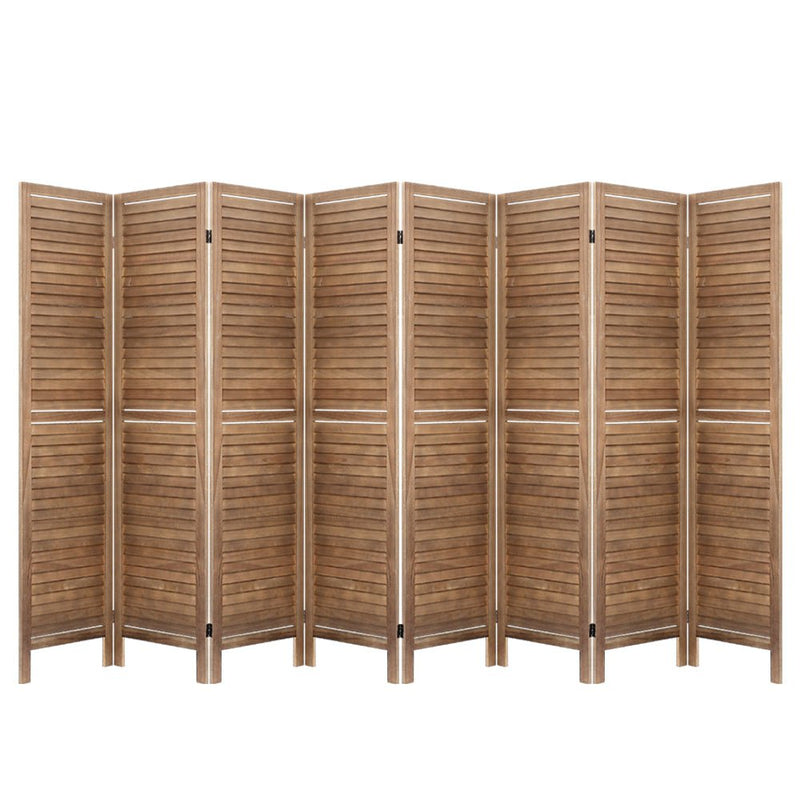 Artiss 8 Panel Room Divider Screen 326x170cm Louver Oak