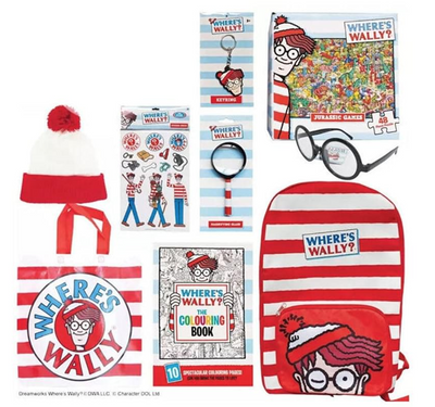 Where's Wally Kids Showbag w/Backpack/Beanie/Glasses/Stickers/Keyring/Puzzle