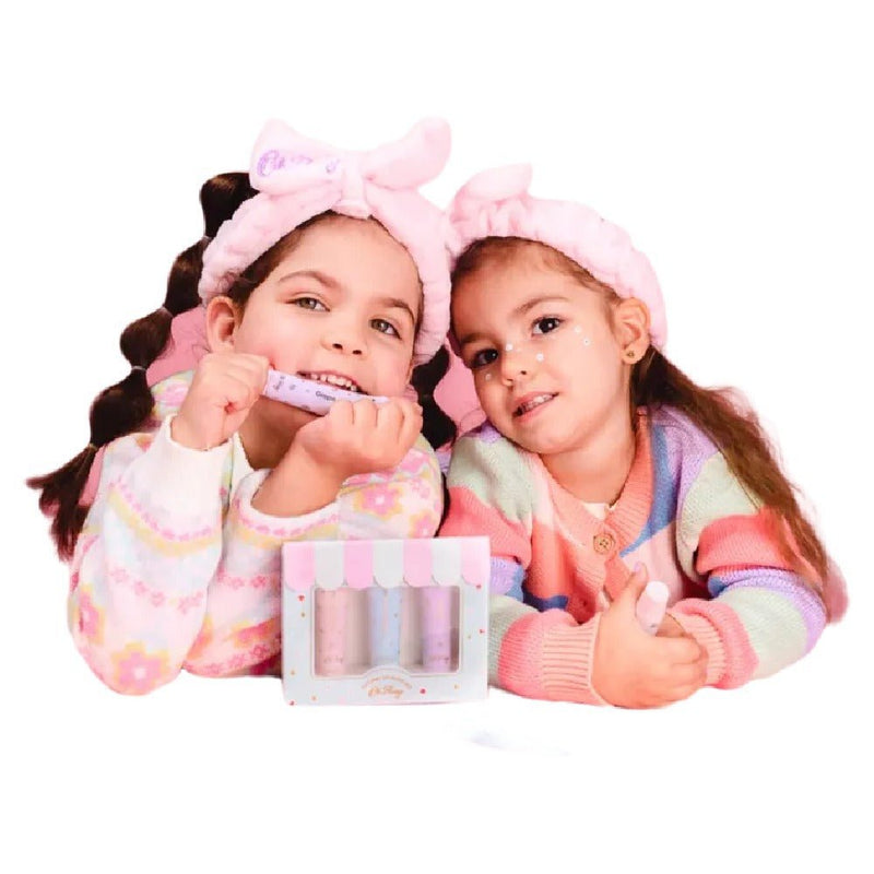 Oh Flossy Kids 3 Piece Natural Lip Gloss Set Strawberry Grape Cotton Candy
