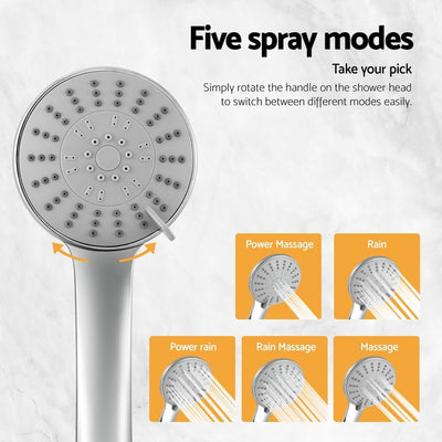 Handheld Shower Head 4.5" High Pressure 5 Modes Poweful Round Chrome