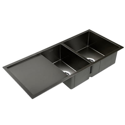 Cefito Kitchen Sink 100X45CM Stainless Steel Basin Double Bowl Black