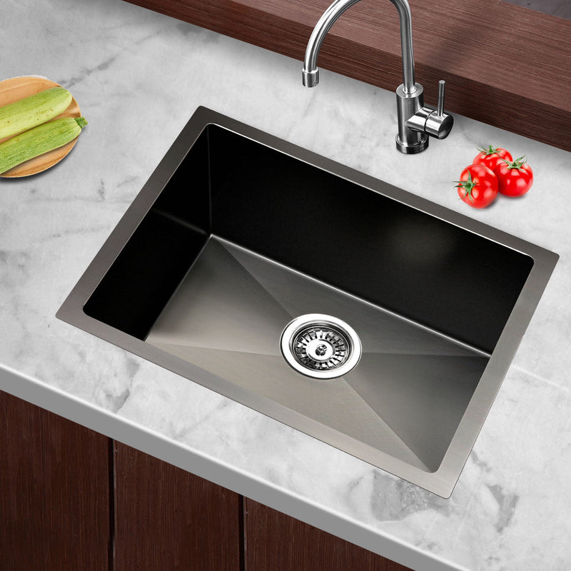 Cefito Kitchen Sink 45X30CM Stainless Steel Basin Single Bowl Black