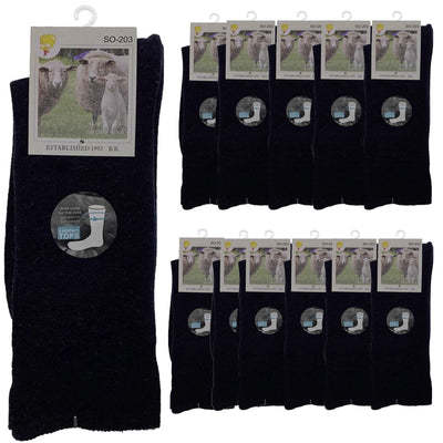 Merino Wool Mens Loose Top Thermal Socks Diabetic Comfort Circulation - 12 Pairs