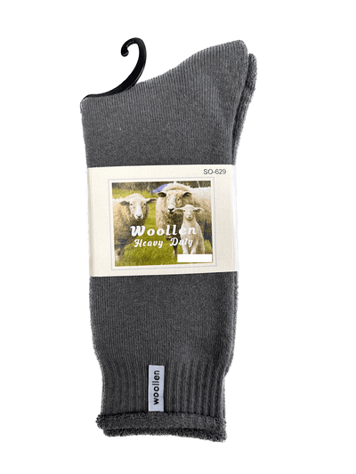 1 Pair Premium Mens Wool Heavy Duty Thick Work Socks Cushion Woolen - Grey