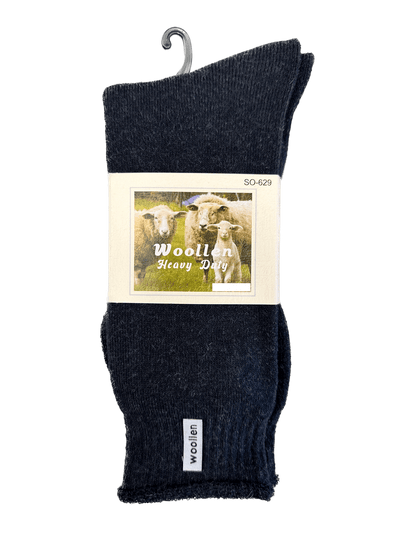1 Pair Premium Mens Wool Heavy Duty Thick Work Socks Cushion Woolen - Navy