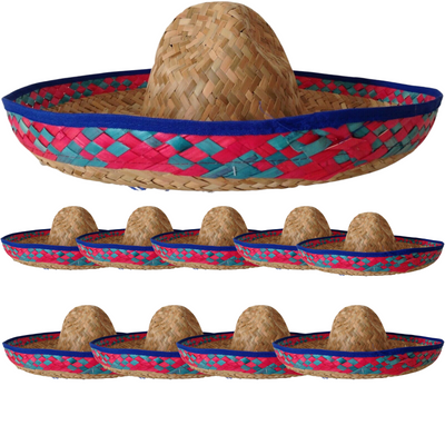 10x Mexican SOMBRERO Fancy Dress Straw Party Costume Hat Cap Spanish BULK