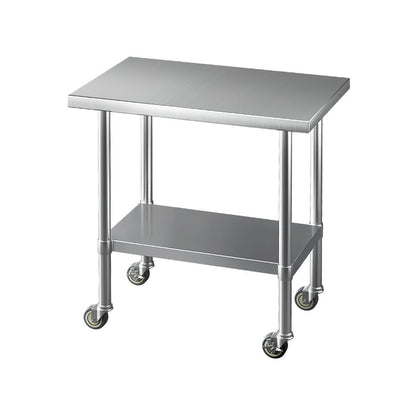 Cefito Stainless Steel Kitchen Benches Work Bench Wheels 91X61CM 430