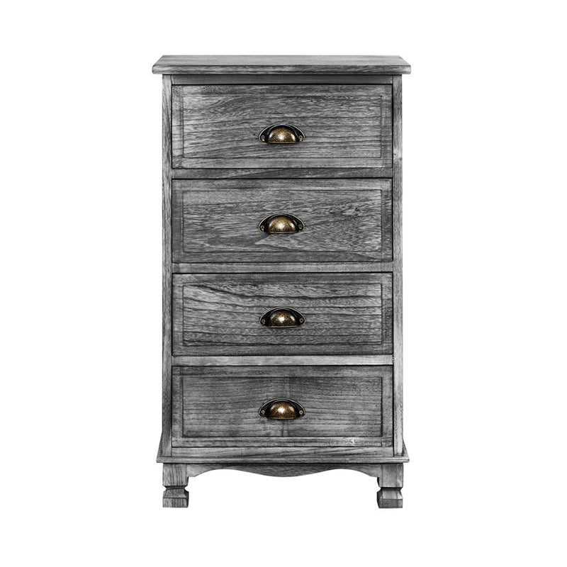 Artiss Bedside Tables Drawers Cabinet Vintage 4 Chest of Drawers Grey Nightstand