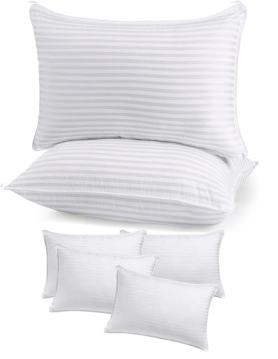 8x Premium 100% Cotton Pillow with Cover Filled Durable Soft Standard - 48x74cm