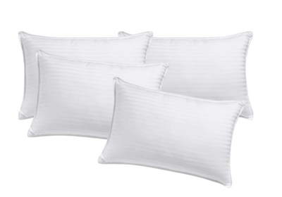 4x Premium 100% Cotton Pillow with Cover Filled Durable Soft Standard - 48x74cm