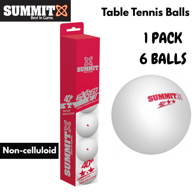 6x Table Tennis Balls 40+ Ping Pong Game Non-Celluloid - 2 Star Red Dot 