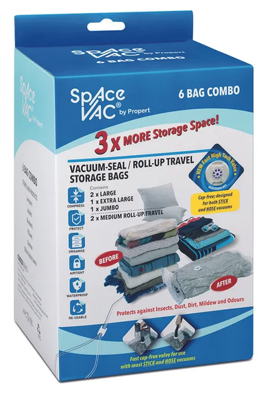 Space Vac Vacuum Storage Bag Seal Compressing Organizer Clothes - 6 Pack