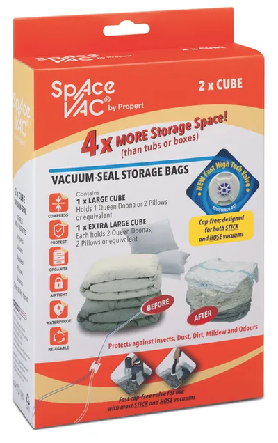 Space Vac Vacuum Storage Bag Seal Compressing Organizer Clothes - 2 Cube Pack