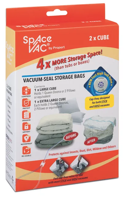 Space Vac Vacuum Storage Bag Seal Compressing Organizer Clothes - 2 Cube Pack