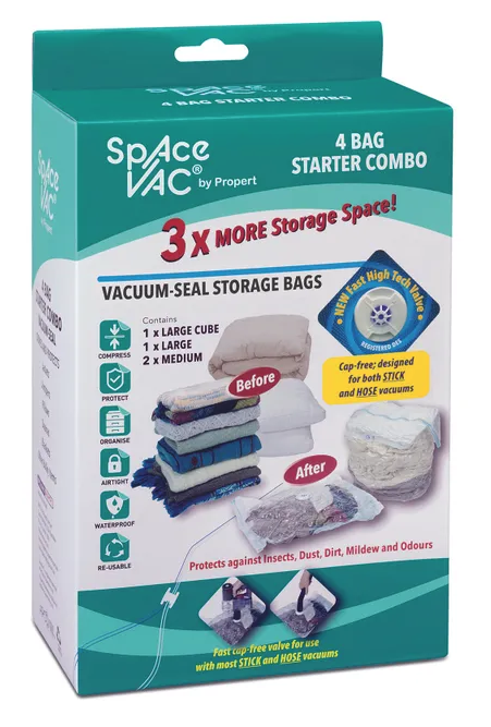 Space Vac Vacuum Storage Bag Seal Compressing Organizer Clothes - 4 Pack