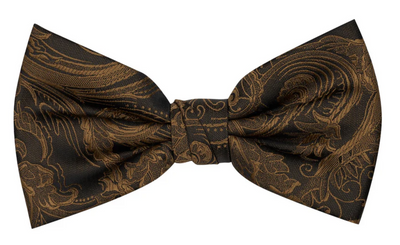 Premium Tapestry Bow Tie Floral Paisley - New Gold