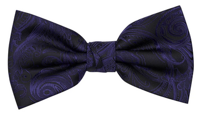 Premium Tapestry Bow Tie Floral Paisley - Purple