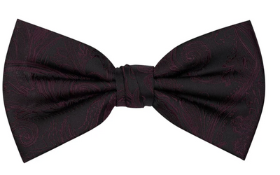 Premium Tapestry Bow Tie Floral Paisley - Wine