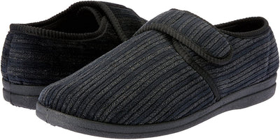 Grosby Thurston Mens Slippers Indoor Outdoor Cord Moccasins Shoes - Black