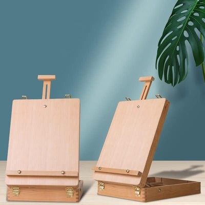 Portable Folding Easel Art Drawing Painting Wood Table Desktop Box Board