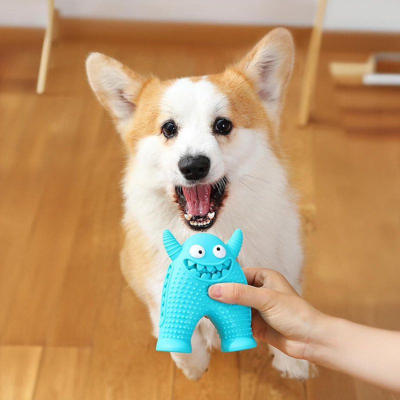 Dog Toothbrush Puppy Teeth Cleaner Squeaky Chew Toy in Blue