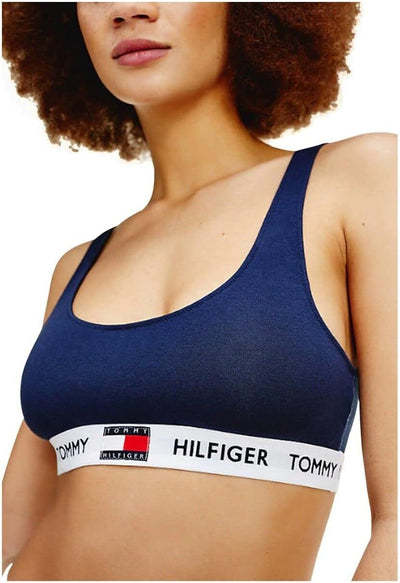 Tommy Hilfiger Crop Top Logo Underband Organic Cotton Bralette Tank - Navy