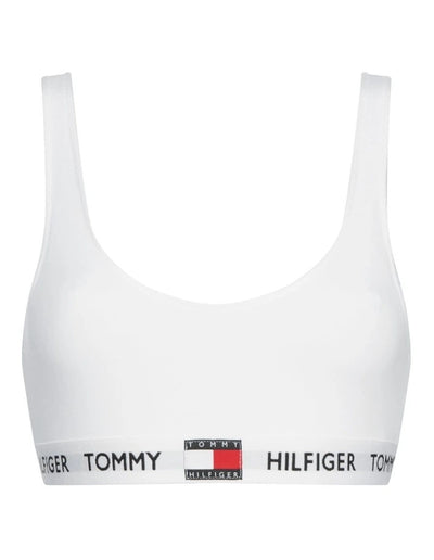 Tommy Hilfiger Crop Top Logo Underband Organic Cotton Bralette Tank - White