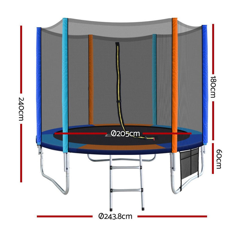 Everfit 8FT Trampoline for Kids w/ Ladder Enclosure Safety Net Pad Gift Round