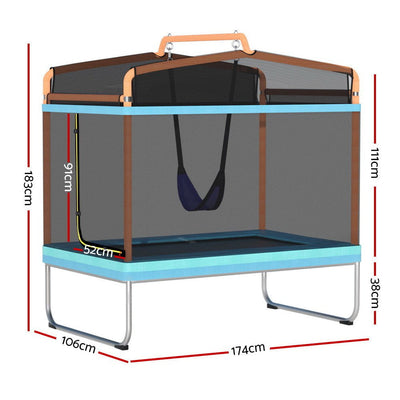 Everfit 6FT Trampoline Kids Rectangle Trampoline w/ Swing Enclosure Safety Net Orange