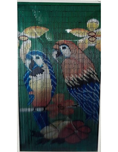 Deluxe Handmade Bamboo Door Curtain Room Divider (90cm x 200cm) - Parrots/Birds