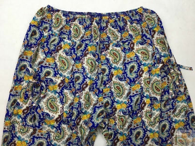 Womens Hippie Pants Trousers Yoga Gypsy Baggy Loose Boho Dance Harem  - Paisley Blue - Extra Small (8)
