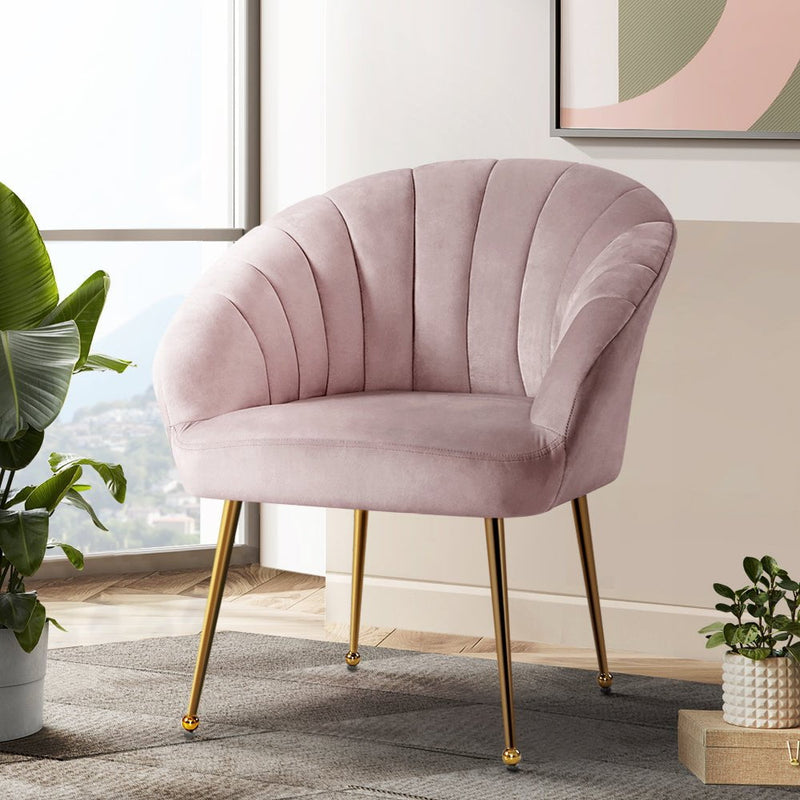 Artiss Armchair Velvet Pink Eloise