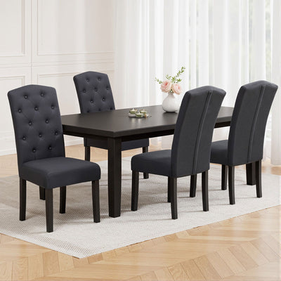 Artiss Dining Chairs Set of 4 Linen Parsons Chair Dark Grey