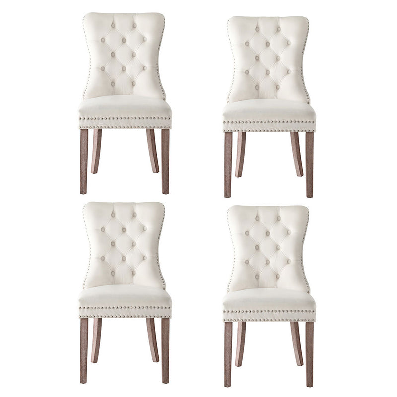 1 Set of 4 Artiss Dining Chairs Beige Velvet