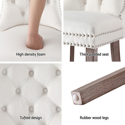 1 Set of 4 Artiss Dining Chairs Beige Velvet