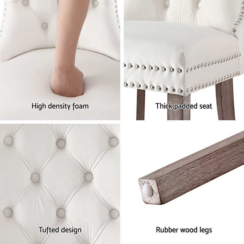 1 Set of 4 Artiss Dining Chairs Beige Velvet