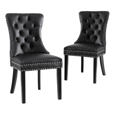 1 Set of 2 Artiss Dining Chairs Black Leather