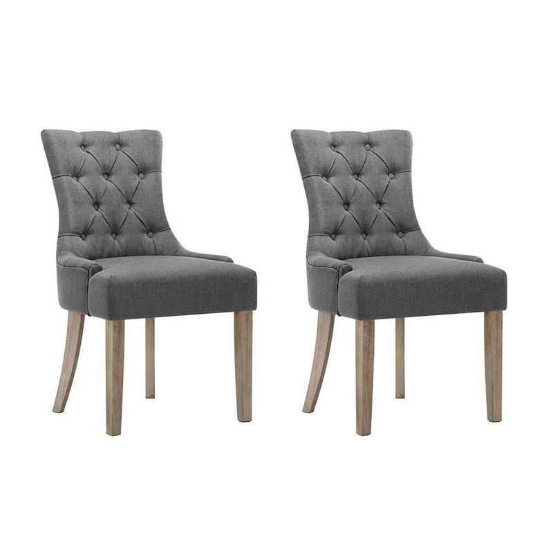 Artiss Dining Chairs Set of 2 Linen French Provincial Grey