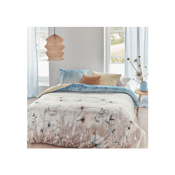 Isabelle Cotton Sateen Light Blue Quilt Cover Sets by Bedding House Queen