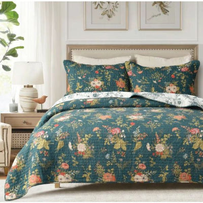 Winter Garden 100% Cotton Quilted 3 pcs Bedspread Coverlet Set King