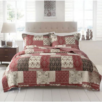 Aberdeen 100% Cotton Quilted 3 pcs Bedspread Coverlet Set King